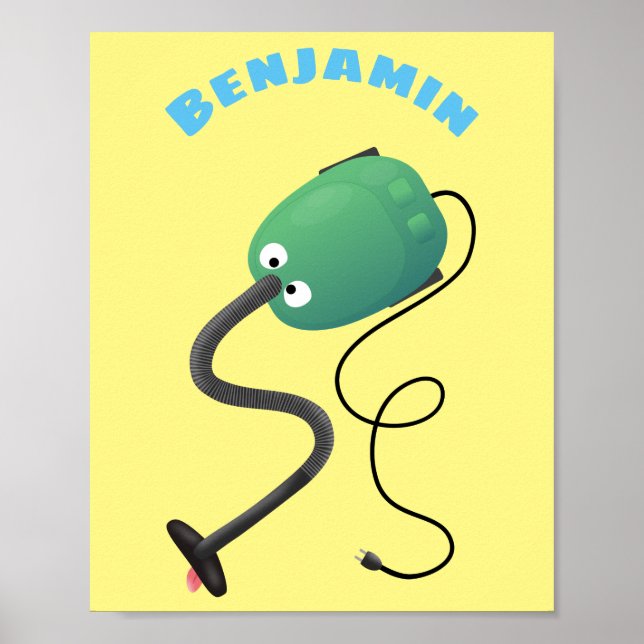 Cute vacuum cleaner cartoon humour poster (Front)