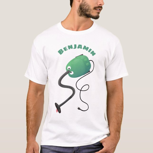 Cute vacuum cleaner cartoon humour T-Shirt (Front)