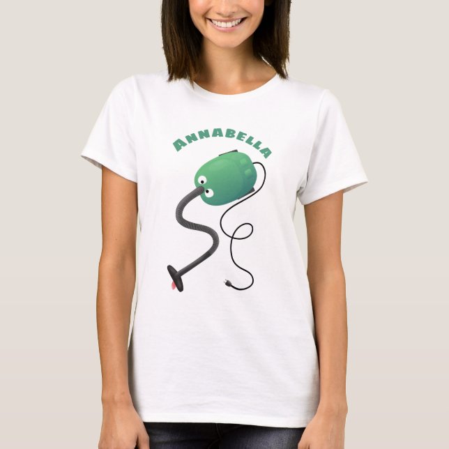 Cute vacuum cleaner cartoon humour T-Shirt (Front)