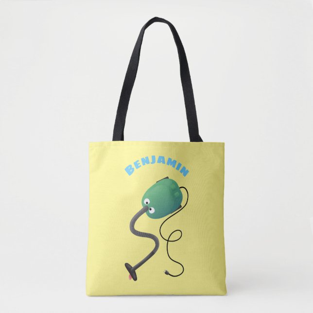 Cute vacuum cleaner cartoon humour tote bag (Front)