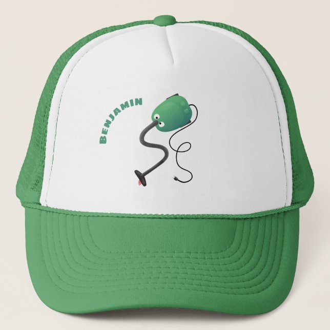 Cute vacuum cleaner cartoon humour trucker hat (Front)
