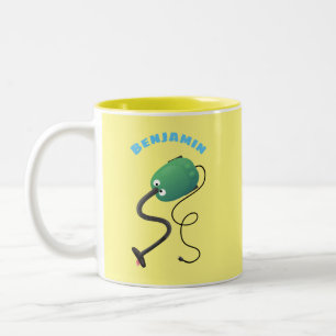 Cute vacuum cleaner cartoon humour Two-Tone coffee mug