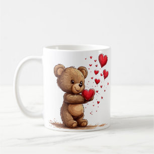 Cute Valentine Bear Love Heart Coffee Gift Design Mug
