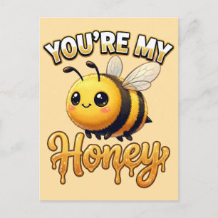 Cute Valentine Bee – You’re My Honey Postcard