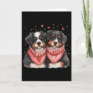Cute Valentine Bernese Mountain Dogs Love Hearts P Card