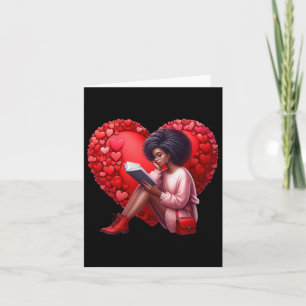 Cute Valentine Book Girl With Heart Reading Woman Card