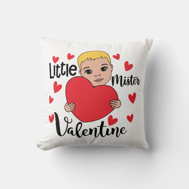 Cute Valentine Boy Holding Heart Gift Art for Kids Cushion (Front)