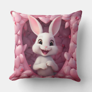 Cute Valentine Bunny Throw Pillow