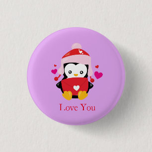 Cute Valentine Cartoon Penguin 3 Cm Round Badge