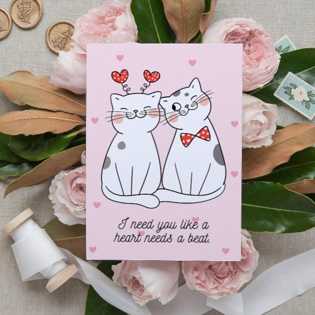 Cute Valentine Cat Couple Postcard (Creator Uploaded)