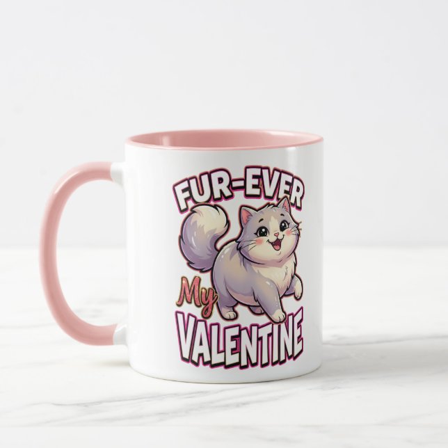 Cute Valentine Cat – Fur-Ever My Valentine Mug (Left)