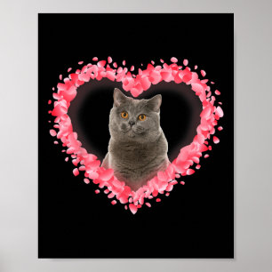 Cute Valentine Cat Heart Gift 2 Cat Lovers Girl Bo Poster