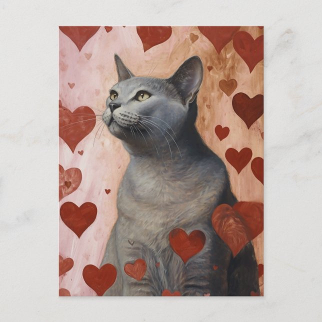Cute Valentine Cat Postcard (Front)