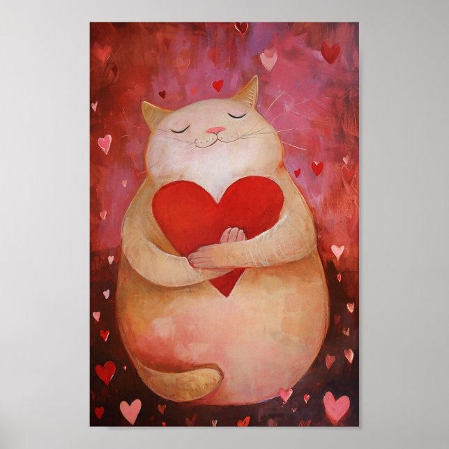 Cute Valentine Cat Poster (Front)