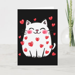 Cute Valentine Cat Red Hearts Cats Lover White Kit Card