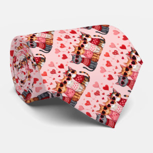 Cute Valentine Cats in Heart Sunglasses Tie