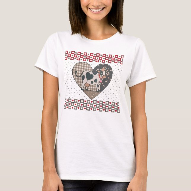 Cute Valentine Cow Lovers T-Shirt (Front)