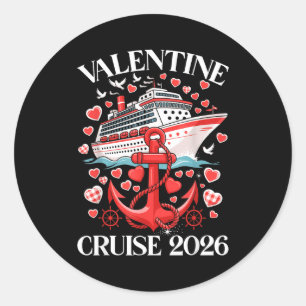 Cute valentine cruise 2026 matching couple holiday classic round sticker