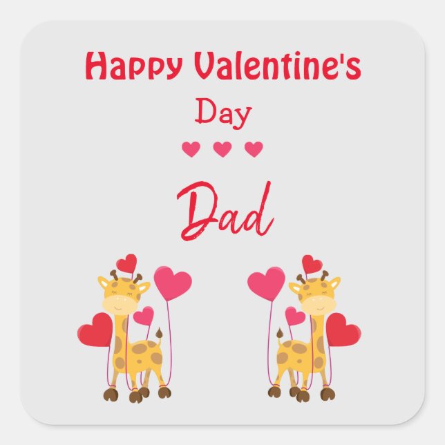 Cute Valentine Dad with giraffes Square Sticker (Front)