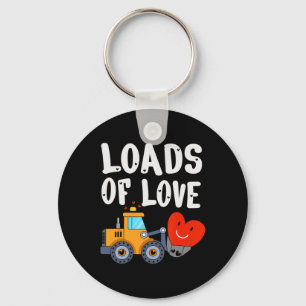 Cute Valentine Day Bulldozer Loads Of Love Vehicle Key Ring