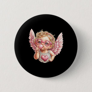 Cute Valentine Day Cute Blowing Bubble Cupid With  6 Cm Round Badge