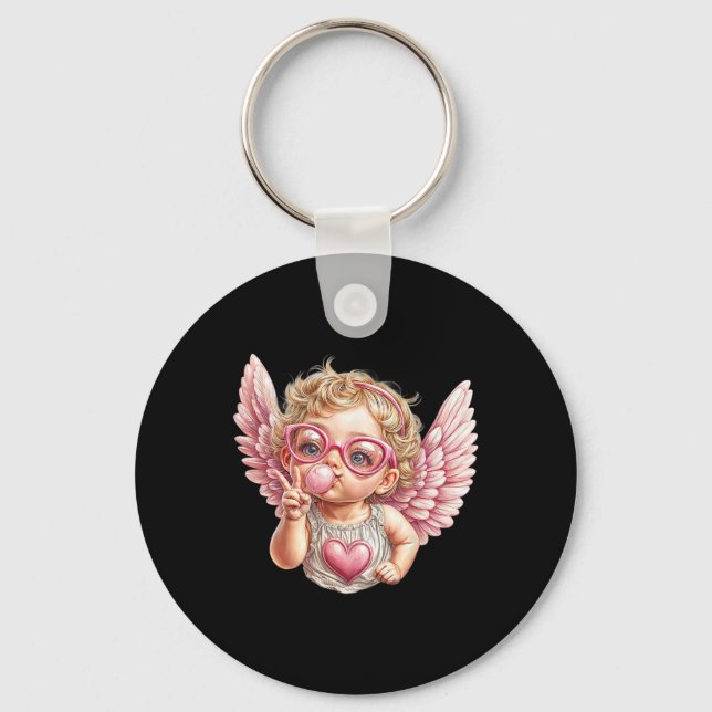 Cute Valentine Day Cute Blowing Bubble Cupid With  Key Ring (Front)