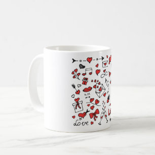 Cute Valentine Day Doodle Love Design on White Mug