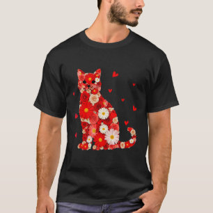 Cute Valentine Day Funny Girls Cat Valentines Day T-Shirt
