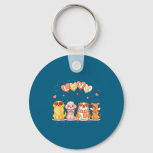 Cute valentine dogs love balloons valentine's day key ring