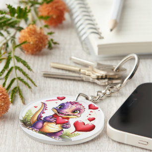 Cute Valentine Dragon Adorable Lovethemed Dragon Key Ring