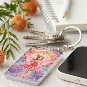 Cute Valentine Fairy – Heart of the Moonlit Realms Key Ring