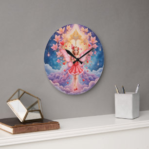 Cute Valentine Fairy – Heart of the Moonlit Realms Large Clock