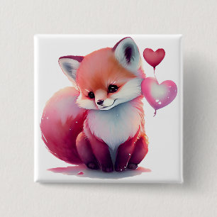 Cute Valentine Fox 15 Cm Square Badge