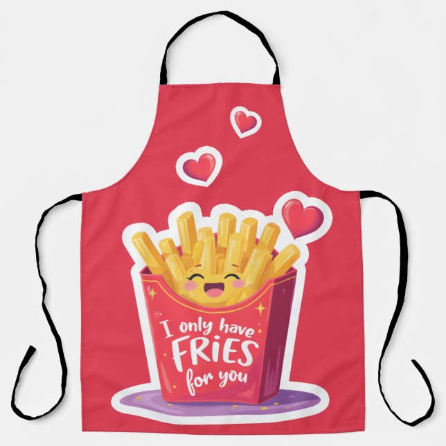 Cute Valentine French Fries Pun Apron (Front)
