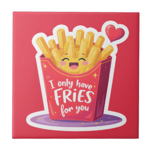 Cute Valentine French Fries Pun Ceramic Tile