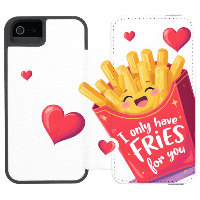 Cute Valentine French Fries Pun Incipio iPhone Wallet Case (Folio Open)