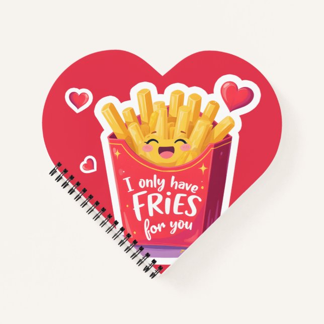 Cute Valentine French Fries Pun Notebook (Front)