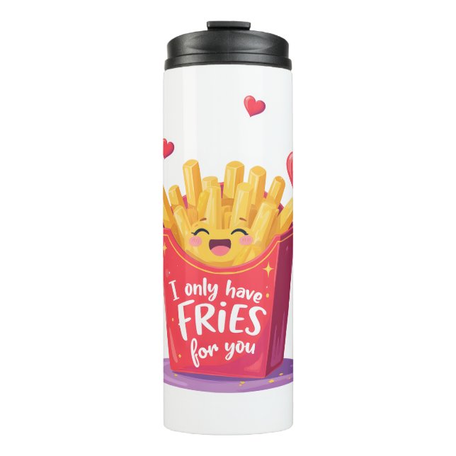 Cute Valentine French Fries Pun Thermal Tumbler (Front)
