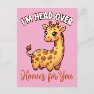 Cute Valentine Giraffe – Head Over Hooves for You Postcard