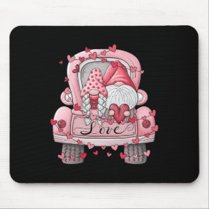 Cute Valentine Gnome Couple On Red Truck Love Chec Mouse Pad