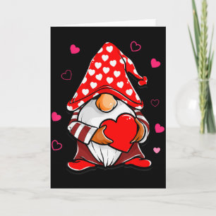 Cute Valentine Gnome Holding Heart Balloon Peace L Card