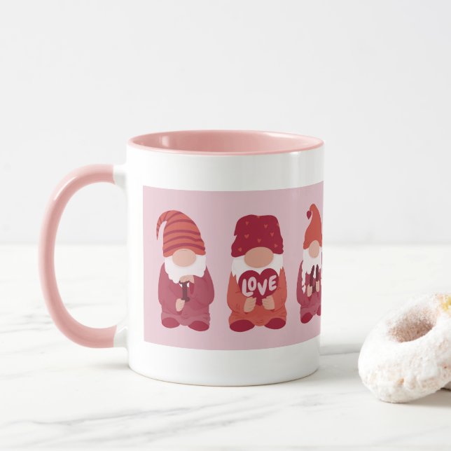 Cute Valentine Gnomes I Love You Art Mug (With Donut)