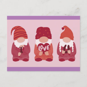 Cute Valentine Gnomes I Love You Art Postcard