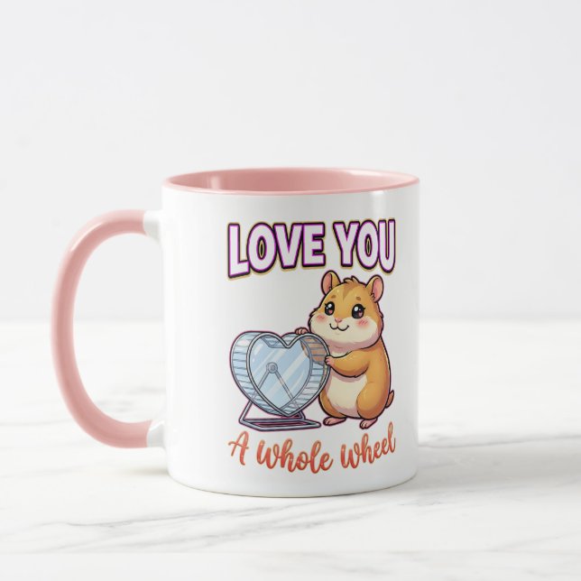Cute Valentine Hamster – Love You a Whole Wheel Mug (Left)