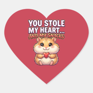 Cute Valentine Hamster–You Stole My Heart & Snacks Sticker