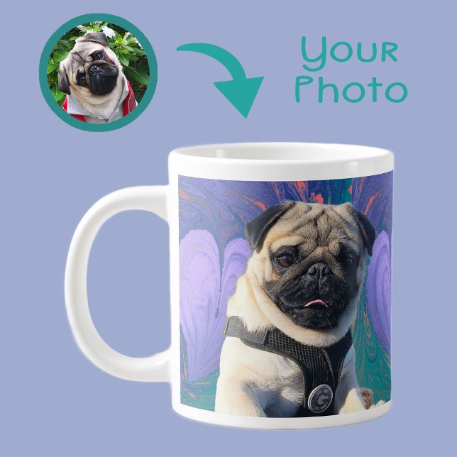 Cute Valentine Hearts Love Purple Two Photos Large Coffee Mug (Creator Uploaded)