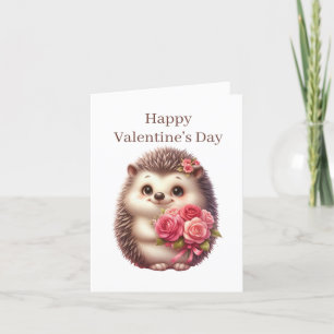 Cute Valentine hedgehog add message Holiday Card