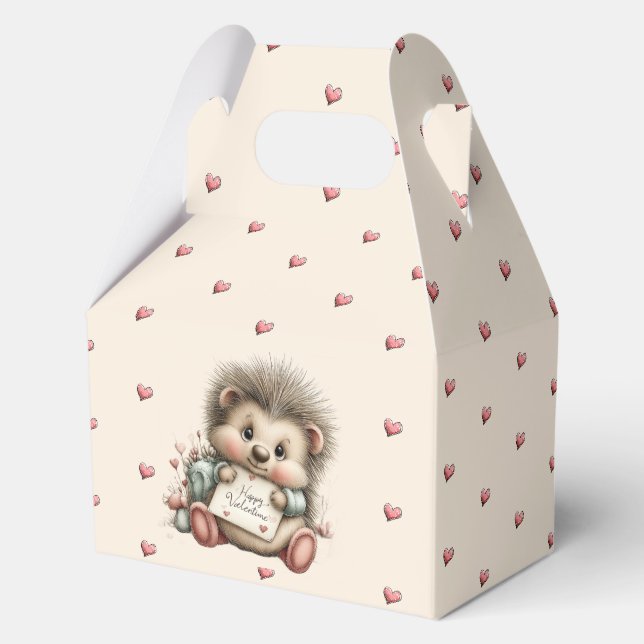 Cute Valentine Hedgehog Illustration  Favour Box (Front)