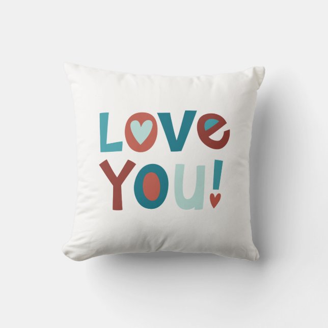 Cute Valentine I Love You Throw Pillow (Front)