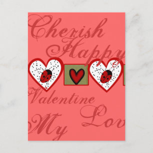 Cute Valentine Ladybugs Holiday Postcard